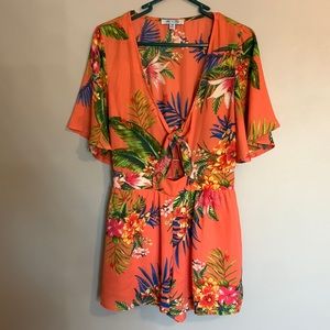 Boutique Coral Floral Romper